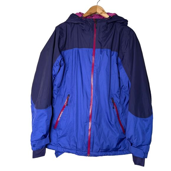 LANDS END Jacket Lightweight Size XL Blue Pink Ski Front Zip Side‎ Pockets - Picture 1 of 11